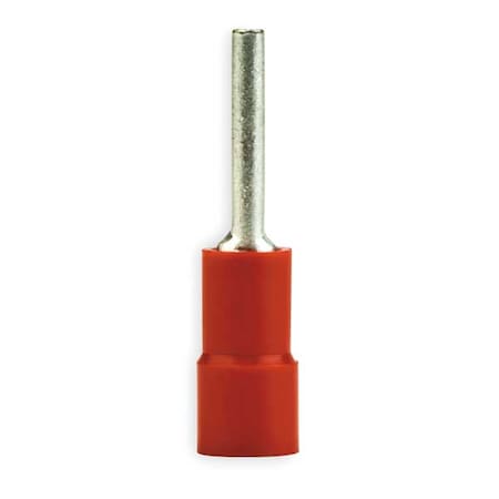 3M Pin Terminal, 18 AWG, 600 V, Vinyl Insulated, Red, Crimp Termination Only, 100 PK MVU18-47PX-A
