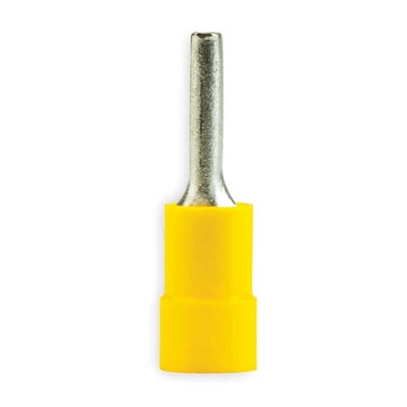 3M Pin Terminal, 10 AWG, 600 V, Vinyl Insulated, Yellow, Crimp Termination Only, 50 PK MVU10-55PX-A