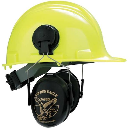 Tasco Golden Eagle Hard Hat Mounted Ear Muffs, 26 dB NRR, Passive, General Purpose, Black 100-02951
