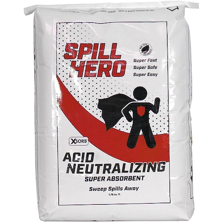 Spill Hero Granular Sorbent, 6 1/2 gal Absorbed per Package, 20 lb Bag, Not Scented, White XB110N
