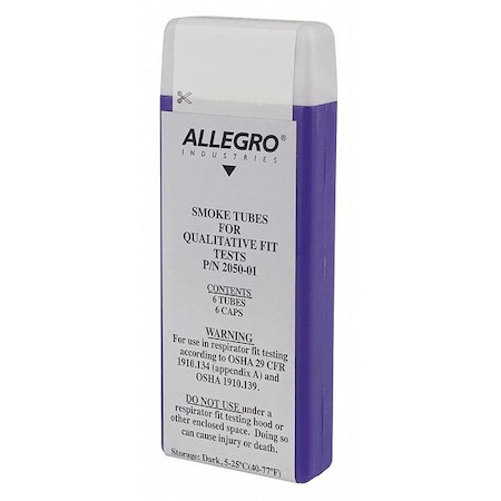 ALLEGRO INDUSTRIES Smoke Tube, Includes (6) Tubes, (6) Tube Caps, Glass Material, Break-off Tip, Pack of 6 2050-01