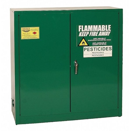 Eagle Mfg Hazardous Material Storage Cabinet, 30 gal, 1 Shelves, Steel, 43 in W x 44 in H x 18 in D, Green PEST32X