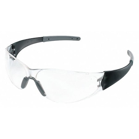Mcr Safety Safety Glasses, Checkmate 2, Clear Anti-Scratch Lens, Polycarbonate, Black Frameless, Wraparound CK210