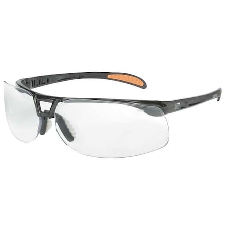 Uvex Protege, Safety Glasses, Anti-Scratch, Clear Lens, Black Frame, Half-Frame S4200-H5