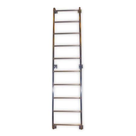 Tri-Arc 12 ft 2 in Overall H, Fixed Ladder, Aluminum, 12 Steps, Side Step Exit, Aluminum Finish WLA8SS