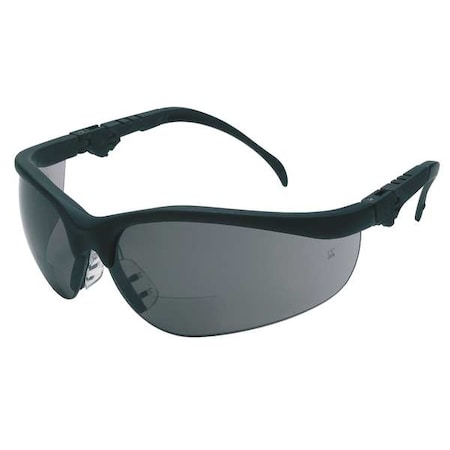 Mcr Safety KD3 Reader Safety Glasses, Black Wraparound Frame, 2.0 Diopter, Gray Lens, Anti-Scratch Coating K3H20G
