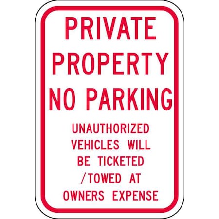 Zing Sign, Private Property No Parking, 18X12, 2274 2274