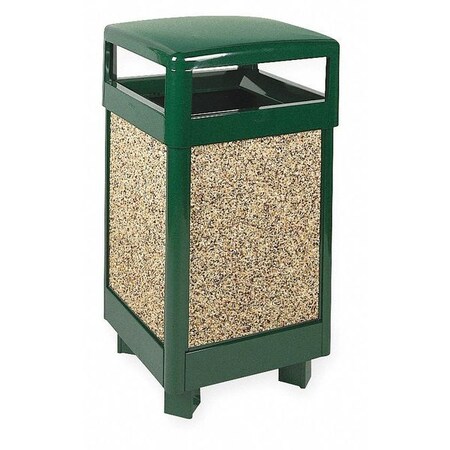 Rubbermaid 29 gal. Square Ash/Trash Can, Green, None, Steel FGR36HT202PL