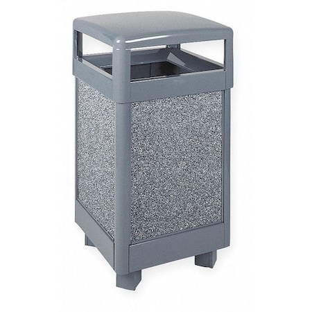 Rubbermaid 29 gal. Square Trash Can, Gray, None, Steel FGR36HT2000PL