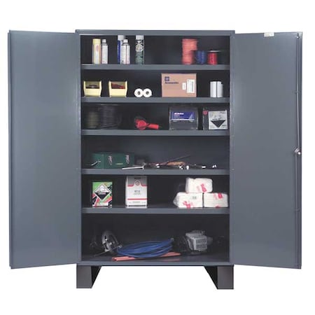 Durham Mfg Shelving Storage Cabinet, 78 in H, 48 in W, 24 in D, Swing, Keyed, Gray, 5 Shelves, 0 Drawers JC-482478-5S-95