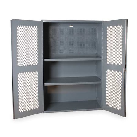 Durham Mfg Shelving & Pegboard Storage Cabinet, 72 in H, 48 in W, 24 in D, Swing, Keyed, Gray, 0 Drawers EMDC-482472-PB-2S-95