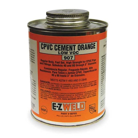Ez Weld CPVC Cement, 16 Oz, Orange EZ20703