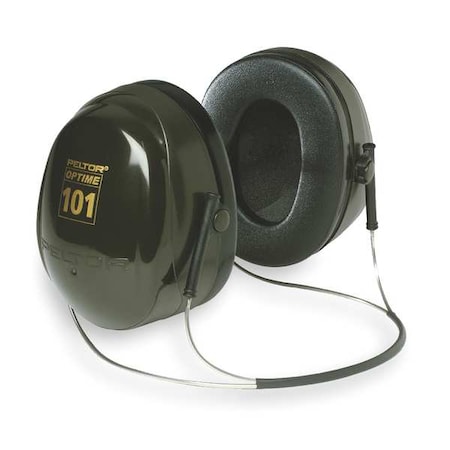 3M Peltor Peltor Optime 101 Behind-the-Neck Ear Muffs, 26 dB NRR, Passive, General Purpose, Black/Green H7B