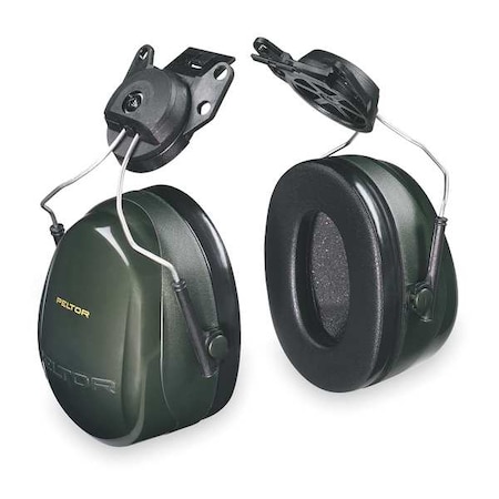3M Peltor Peltor Optime 101 Hard Hat-Mounted Earmuffs, Passive Protection, NRR 24 dB, Foam, Black/Green H7P3E