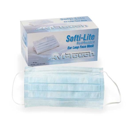 Dukal Surgical Mask, 3-Ply, Dual, Non-Adjustable Strap, None, Blue, M, 50 PK 287077