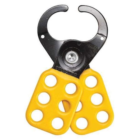 Brady Lockout Hasp, Yellow, Steel, 6 Max. No. of Padlocks, 47/100 in Max. Shackle Dia. T220