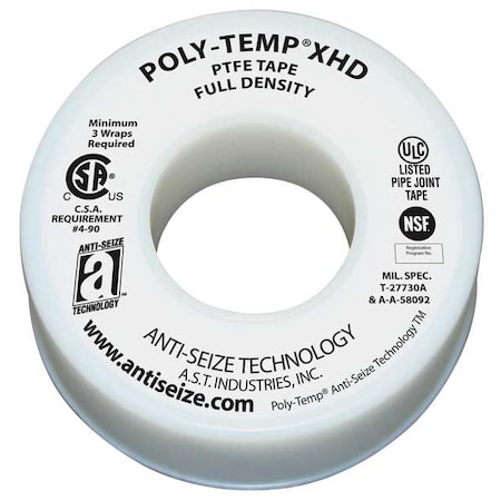 Anti-Seize Technology Thread Sealant Tape, 1/2 In. W, 260 In. L 46230