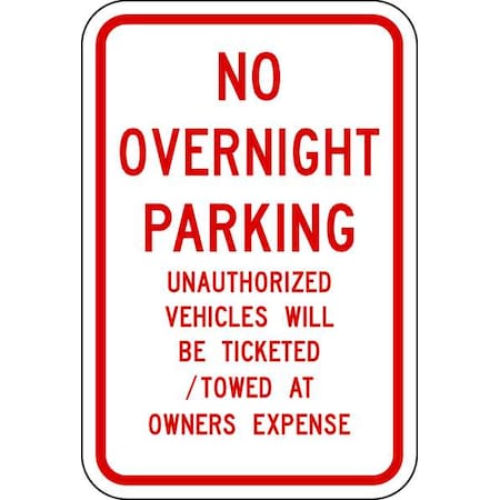 Lyle No Overnight Parking Sign, 18" x 12, NP-056-12HA NP-056-12HA