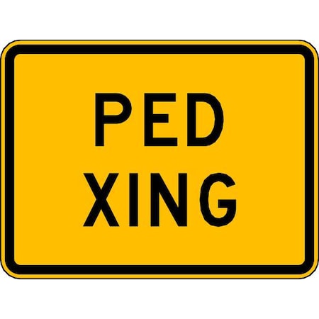 Lyle Ped Xing Traffic Sign, 18 in H, 24 in W, Aluminum, Horizontal Rectangle, English, W11A-2P-24HA W11A-2P-24HA