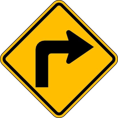 Lyle Right Turn Traffic Sign, 24 in H, 24 in W, Aluminum, Diamond, No Text, W1-1R-24HA W1-1R-24HA