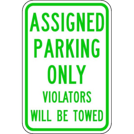 Lyle Assigned Parking Sign, 12" W, 18" H, English, Aluminum, White RP-010-12HA