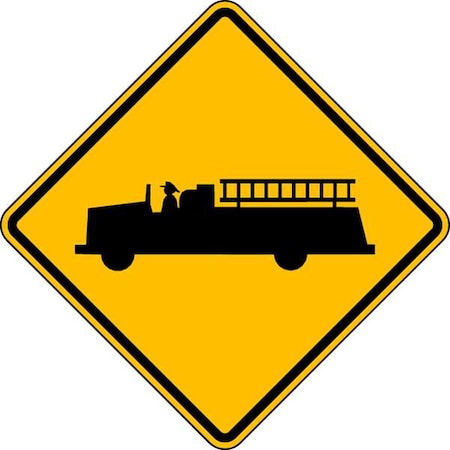 Lyle Fire Truck Crossing Traffic Sign, 24 in Height, 24 in Width, Aluminum, Diamond, No Text W11-8-24HA