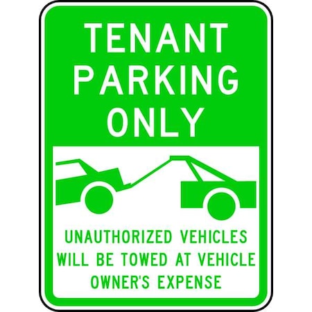 Lyle Tenant Parking Sign, 18" W, 24" H, English, Aluminum, Green, White RP-125-18HA