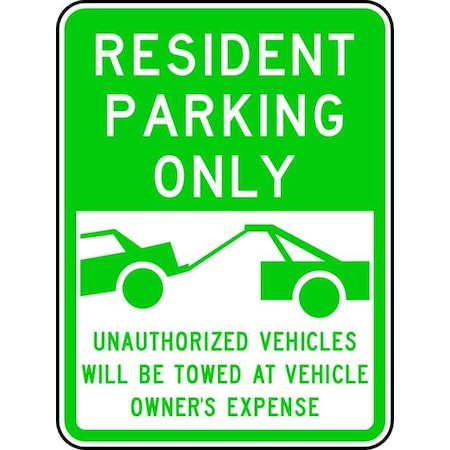 Lyle Resident Parking Sign, 18" W, 24" H, English, Aluminum, Green, White RP-126-18HA