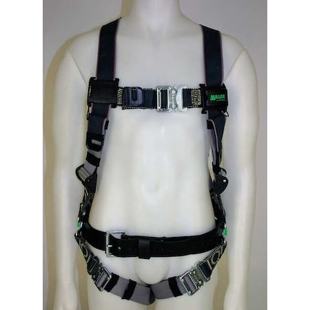 Miller Revolution(R) Full Body Harness for Hot Work, L/XL, 400 lb., Quick-Connect Chest/ Back D-Ring RKN-QC-B/UBK
