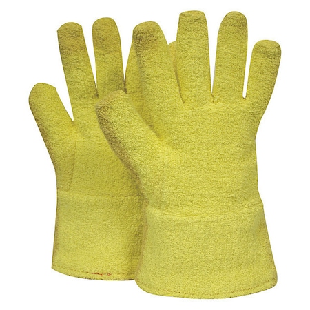 National Safety Apparel Heat Resistant Gloves, Terry Cloth/Kevlar(R), 500 Degrees F Max Temp., Yellow, One Size Fits Most G46KTNL00213