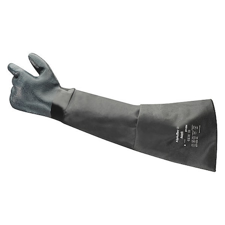 Ansell Solvex 19-026 Chemical Resistant Gloves, Neoprene, 26 in L, 85 mil, Black, 10, 1 PR 19-026