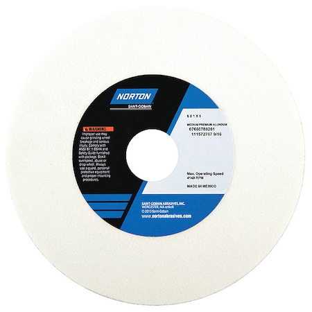 Norton Abrasives Grinding Wheel, T1, 6x1x1, AO, 60G, White 07660788261
