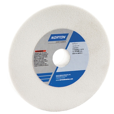 Norton Abrasives Grinding Wheel, T1, 6x3/4x1, AO, 60G, Wht 07660788246