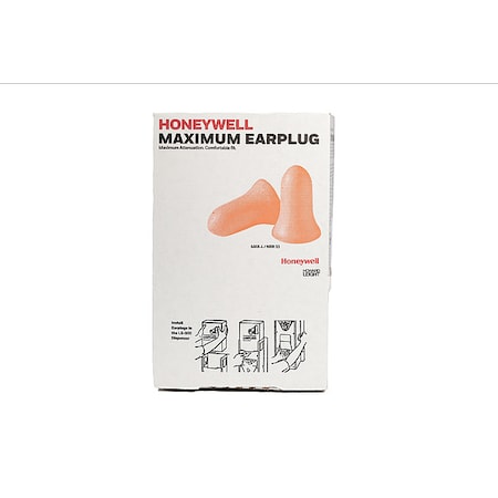 HONEYWELL HOWARD LEIGHT MAX-1-D Ear Plugs Dispenser Refill, Uncorded, Bell Shape, NRR 33 dB, Disposable, Coral, M, 500 Pairs MAX-1-D