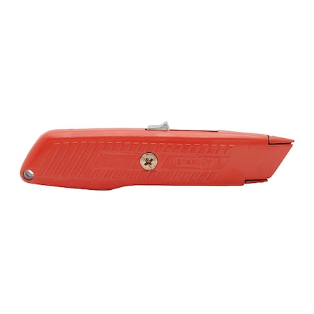 Stanley Safety Knife, Self-Retracting, 5 7/8 in L, Rounded Steel Safety Blade, General Purpose, Orange 10-189C