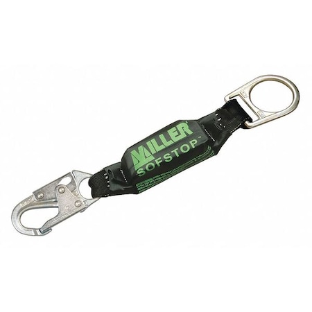 Miller Shock Absorbing Lanyard, 1 ft. 6", Black 928LS/18INYL