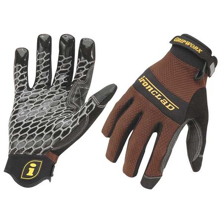 Ironclad Performance Wear Mechanics Gloves, L, Brown, Ribbed Nylon/Spandex BGWB-04-L