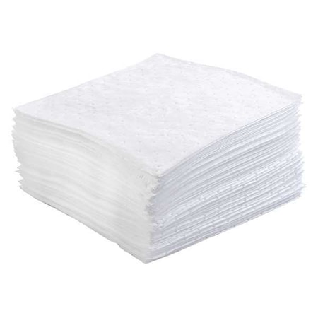 Brady Sorbent Pad, 41 gal, 30 in x 30 in, Oil, White, Polypropylene OP50