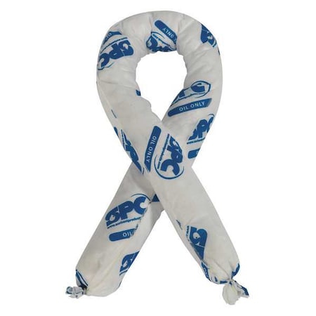 Brady Sorbent Sock, 28 gal, 3 in x 48 in, Oil, White, 30 PK OIL430