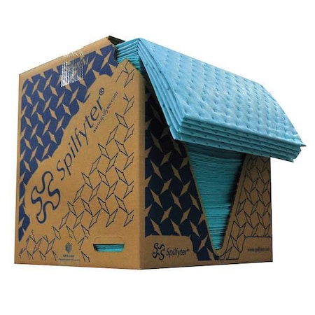 Spilfyter Sorbent Pad, 34 gal, 16 in x 18 in, Oil, Blue, Polypropylene M-75