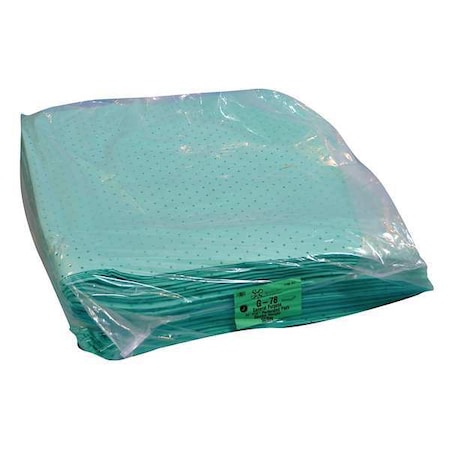 Spilfyter Sorbent Pad, 62 gal, 16 in x 36 in, Universal, Green, Polypropylene G-78