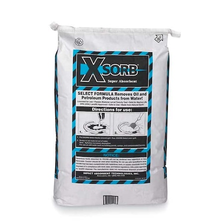 Xsorb Loose Sorbent, 6 gal Absorbed per Package, 12 lb Bag, Non Toxic, Not Scented, White XB110S