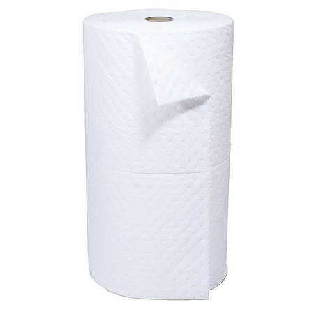 Brady Sorbent Roll, 37 gal, 30 in x 150 ft, Oil, White, Polypropylene SXT30DP