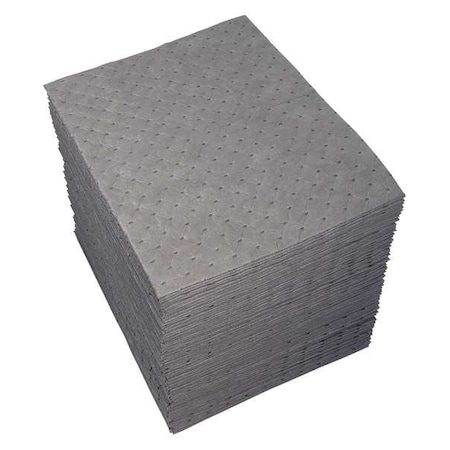Brady Sorbent Pad, 31 gal, 15 in x 19 in, Universal, Gray, 200 PK UXT200
