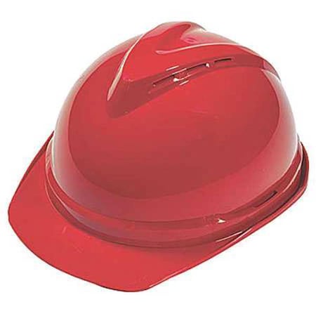 Msa Safety Hard Hat, V-Gard 500, Polyethylene, 6 Point Ratchet, Type 1, Class C, Red 10034031