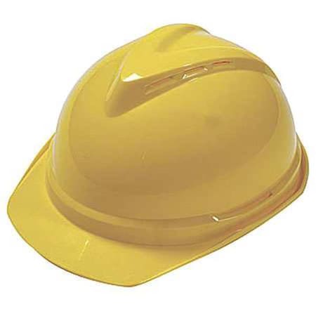 Msa Safety Hard Hat, V-Gard 500, Polyethylene, 6 Point Ratchet, Type 1, Class C, Yellow 10034029