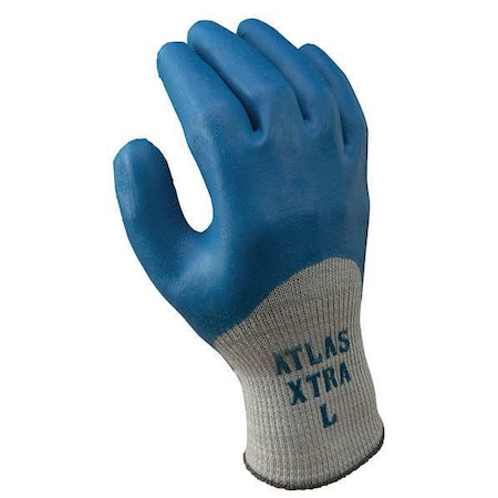 Showa Coated Gloves, Natural Rubber Latex, Rough, Full, 4 Abrasion Level, Blue, M 1 PR 305M-08
