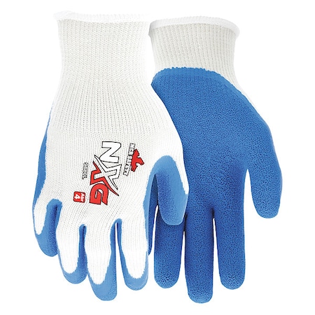 MCR SAFETY Latex Coated Gloves, Palm Coverage, Blue/White, XL, PR 9680XL