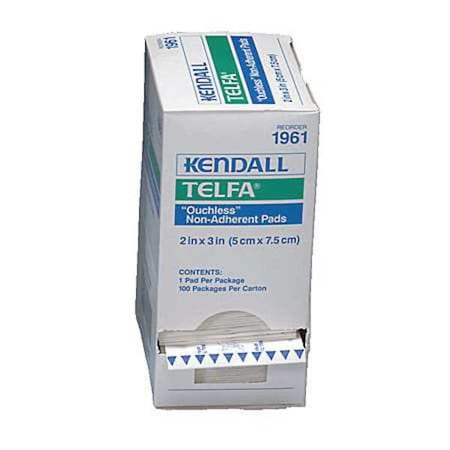 Covidien Non-Stick Pad w/Adhesive, 3x2In, PK100 KTAD019017