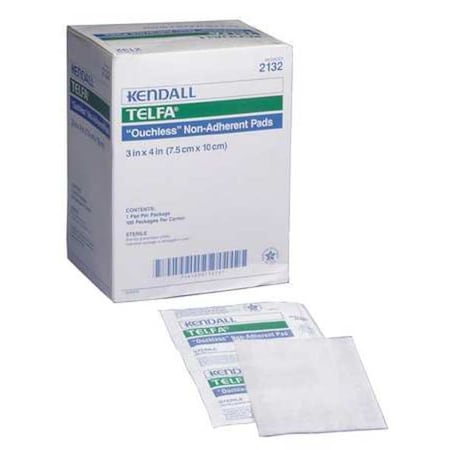 Covidien Non-Stick Pad w/Adhesive, 4x3In, PK100 KTFP019643